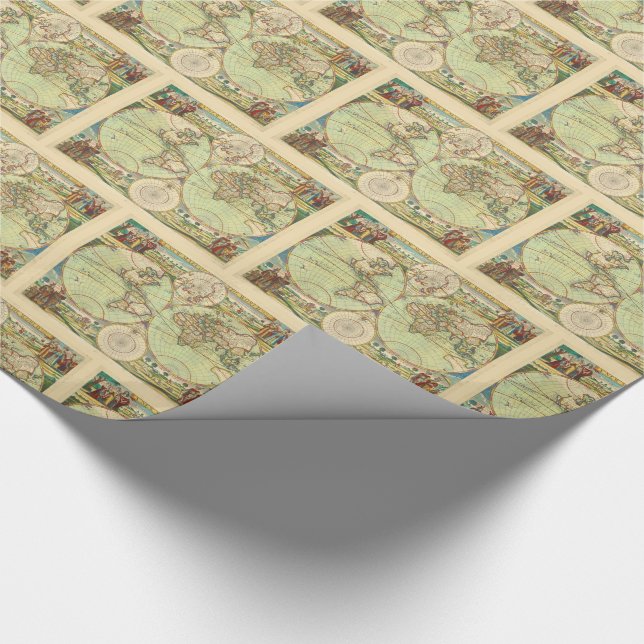 Antique World Map #4 Wrapping Paper (Corner)