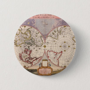 Antique World Map 6 Cm Round Badge