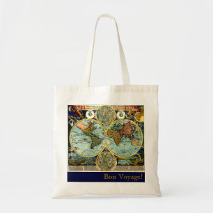 Antique World Map Art Vacation AddUrText Gift Bag