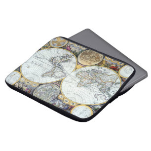 Antique World Map, Atlas Maritimus by John Seller Laptop Sleeve