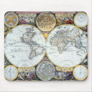 Antique World Map, Atlas Maritimus by John Seller Mouse Mat