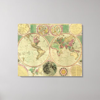 Antique World Map by Carington Bowles, circa 1780 Canvas Print