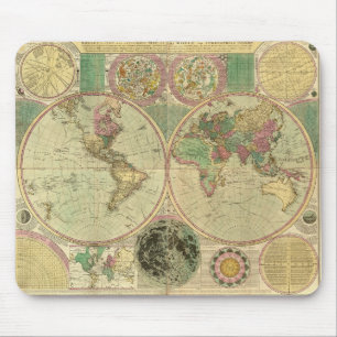 Antique World Map by Carington Bowles, circa 1780 Mouse Mat
