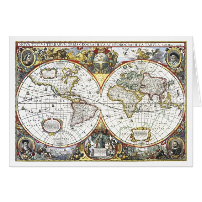 Antique World Map by Hendrik Hondius, 1630 (Front Horizontal)