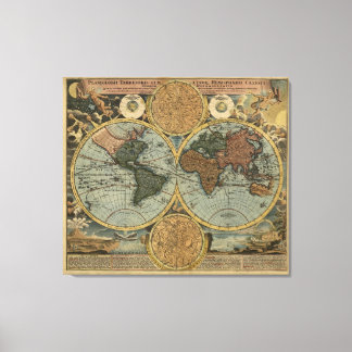 Antique World Map by Johann Baptist Homann, 1716 Canvas Print