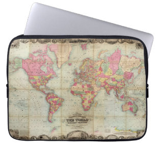 Antique World Map by John Colton, circa 1854 Laptop Sleeve