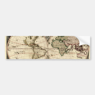 Antique World Map by Nicolao Visscher, circa 1690 Bumper Sticker