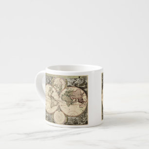 Antique World Map by Nicolao Visscher, circa 1690 Espresso Cup