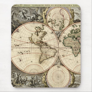 Antique World Map by Nicolao Visscher, circa 1690 Mouse Mat