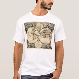 Antique World Map by Nicolao Visscher, circa 1690 T-Shirt