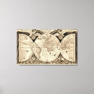 Antique World Map by Philipp Eckebrecht - 1630 Canvas Print