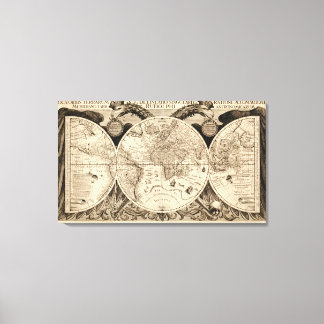 Antique World Map by Philipp Eckebrecht - 1630 Canvas Print