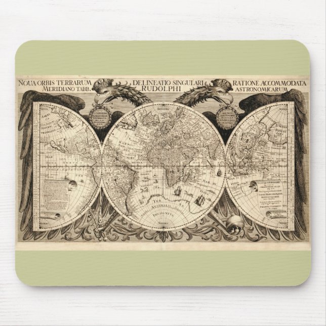 Antique World Map by Philipp Eckebrecht - 1630 Mouse Mat (Front)