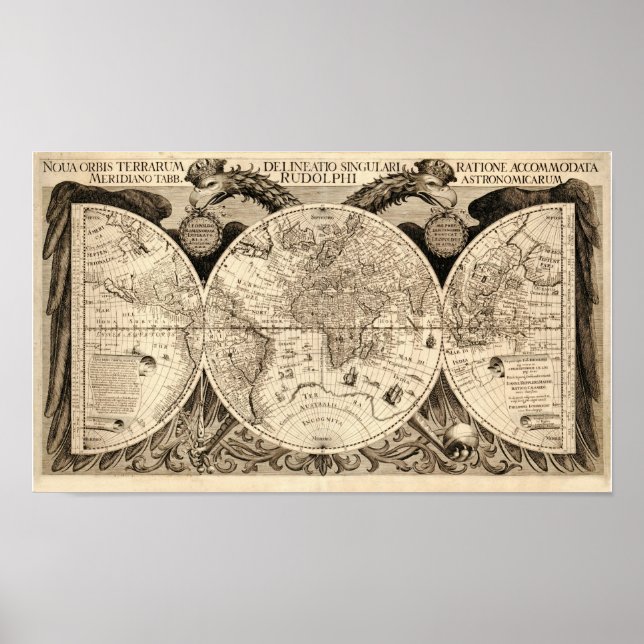 Antique World Map by Philipp Eckebrecht - 1630 Poster (Front)
