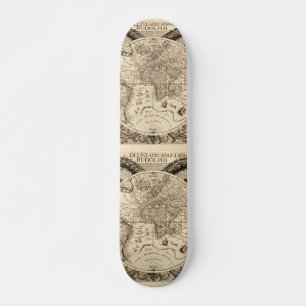 Antique World Map by Philipp Eckebrecht - 1630 Skateboard
