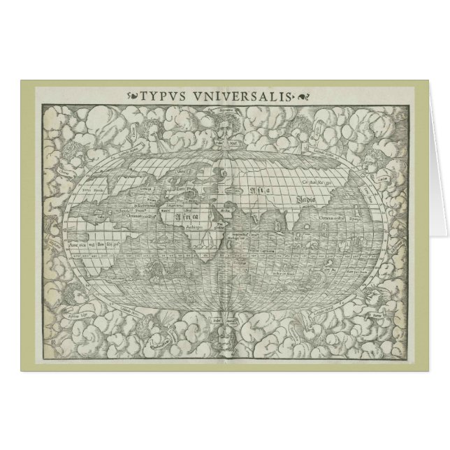 Antique World Map by Sebastian Münster circa 1560 (Front Horizontal)