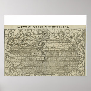 Antique World Map by Sebastian Münster circa 1560 Poster