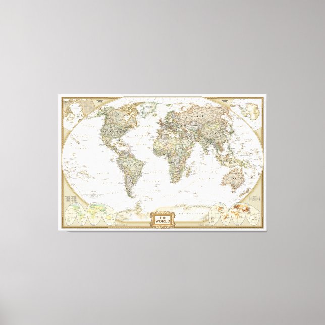 Antique World map canvas wrap print (Front)