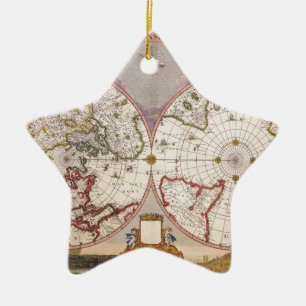 Antique World Map Ceramic Tree Decoration