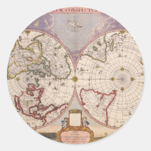 Antique World Map Classic Round Sticker