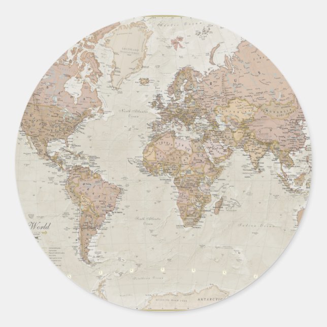 Antique World Map Classic Round Sticker (Front)