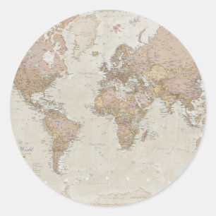 Antique World Map Classic Round Sticker