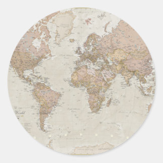 Antique World Map Classic Round Sticker
