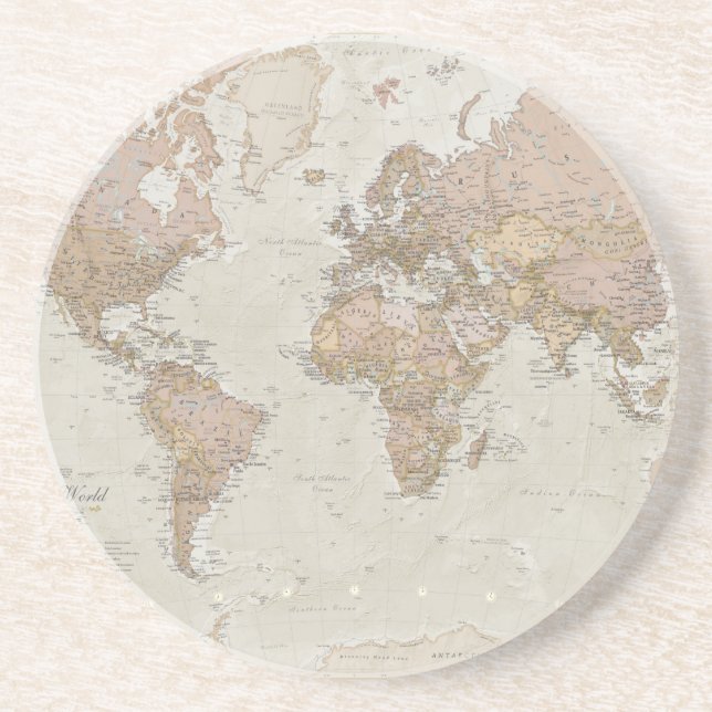 Antique World Map Coaster (Front)