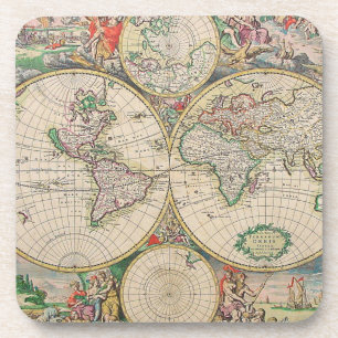 Antique World Map Coaster