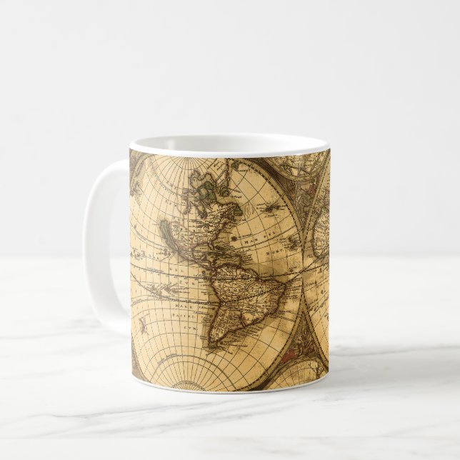 Antique World Map Coffee Mug (Front Left)