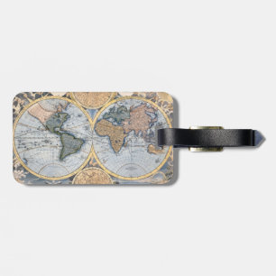 Antique world map cool luggage tag