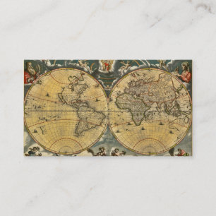 Antique World Map Distressed #2 Business Card
