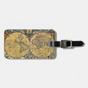 Antique World Map Distressed #2 Luggage Tag
