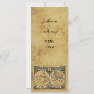 Antique World Map Distressed #2 Menu Cards