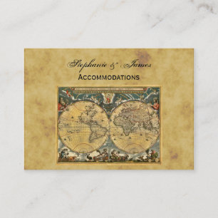 Antique World Map Distressed BG Accommodations Enclosure Card