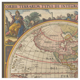 Antique World Map Fabric