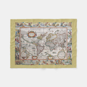 Antique World Map fleece blanket