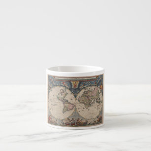 Antique World Map: Historical Cartography Art Espresso Cup
