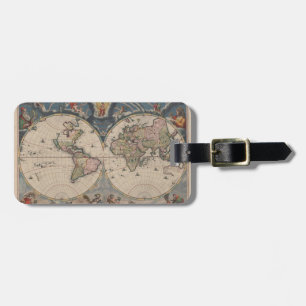 Antique World Map: Historical Cartography Art Luggage Tag