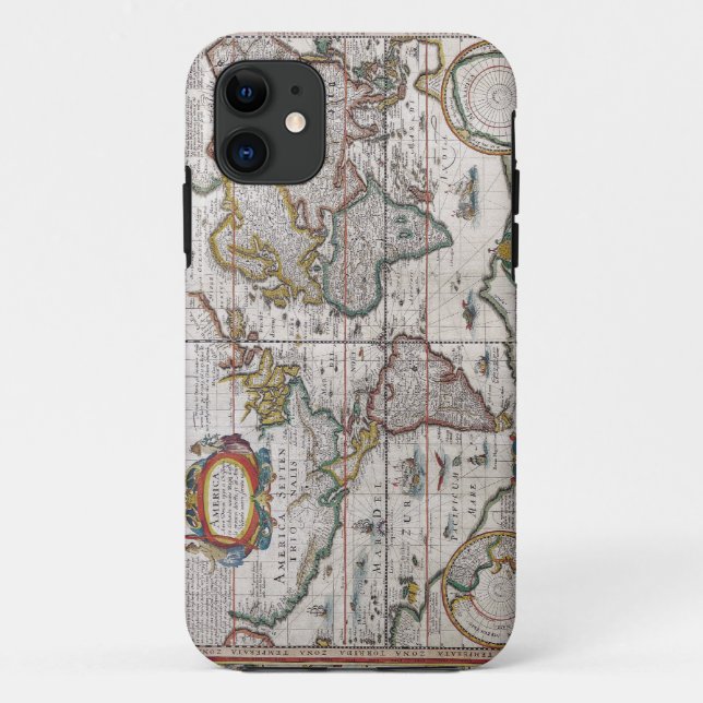Antique World Map iPhone case (Back)
