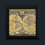 Antique World Map - Joan Blaeu - 1664 Gift Box<br><div class="desc">Antique World Map - Joan Blaeu - 1664 ' Elegant, stylish and chic customisable party and celebration invitations and accessories featuring a colourful antique world map dating from 1664 and created in Amsterdam by Joan Blaeu. It's displayed on a distressed tea stained look background. Please note that this is a...</div>