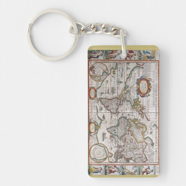 Antique World Map key chain (Front)