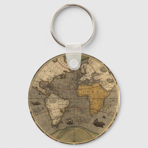ANTIQUE WORLD MAP Key-chain Collection Key Ring