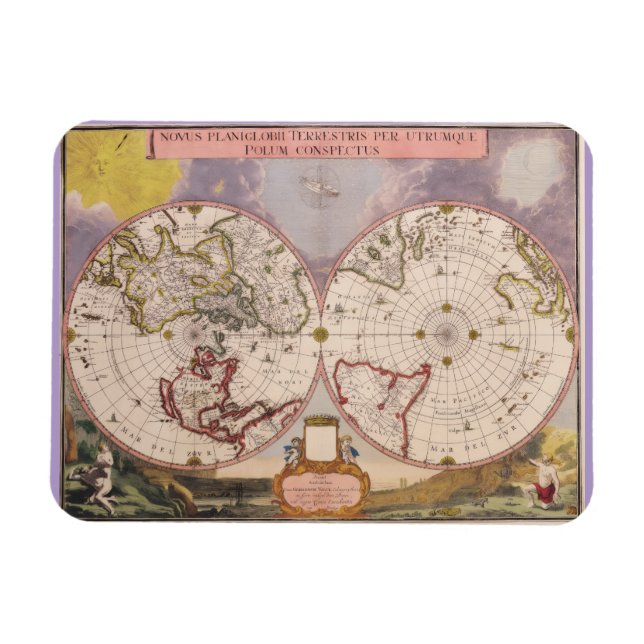 Antique World Map Magnet (Horizontal)