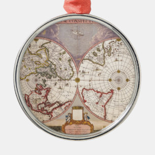 Antique World Map Metal Tree Decoration