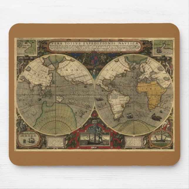 Antique World Map Mouse Mat (Front)
