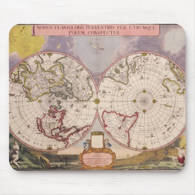 Antique World Map Mouse Mat (Front)