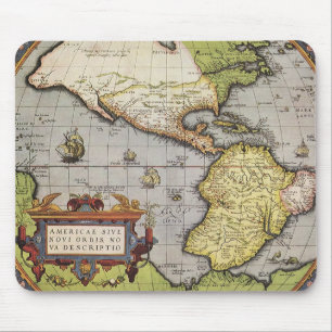 Antique World Map of the Americas, 1570 Mouse Mat