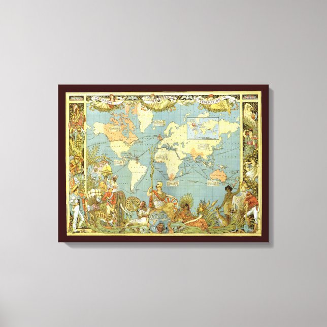 Antique World Map of the British Empire, 1886 Canvas Print (Front)
