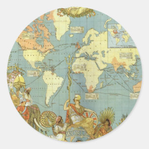 Antique World Map of the British Empire, 1886 Classic Round Sticker